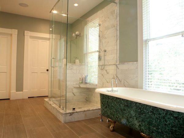Candler Park Marble Shower & Freestanding Tub