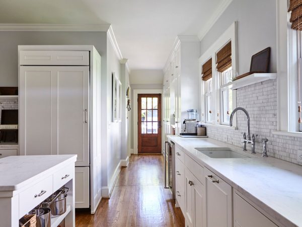 White Marble Countertops in a Classic White Kitchen