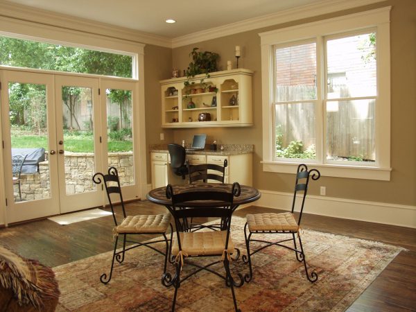 Cream Kitchen Breakfast Nook with Granite Counters
