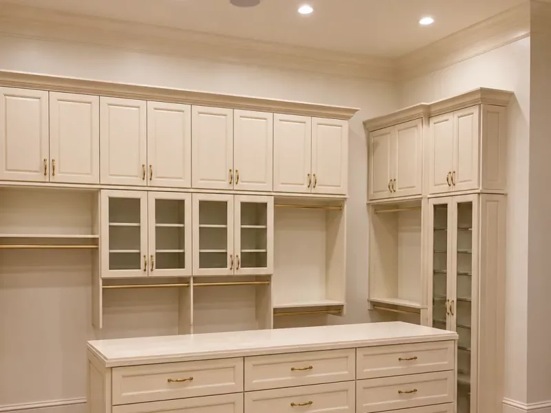 Glass-front closet drawers with built-in locks by Top South