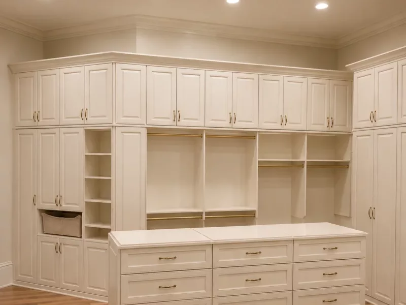 Walk-in closet storage detail built by Top South